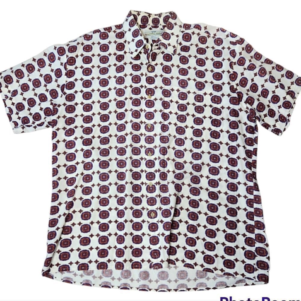 Natural issue by Feldini, vintage button down short sleeve top size large
